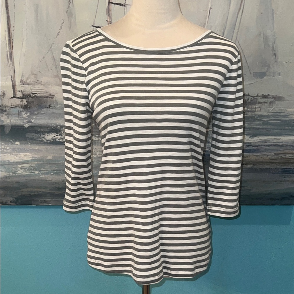 NWT NZT by NIC+Zoe Green Striped T-Shirt, Small